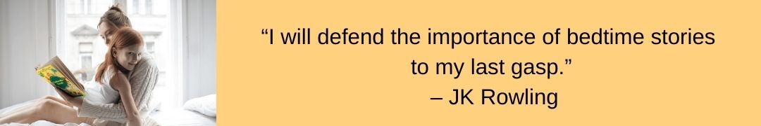 Reading Quote by JK Rowling. Click to view book in photo.